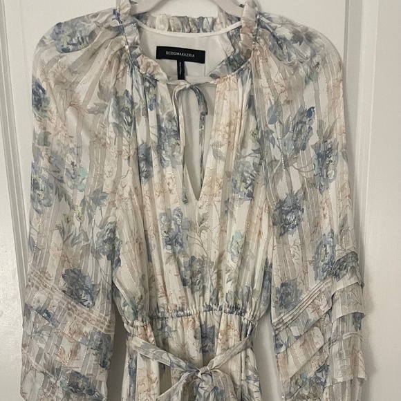 BCBGMAXAZRIA Floral Ruffle Maxi Dress – Size S - Picture 2 of 4